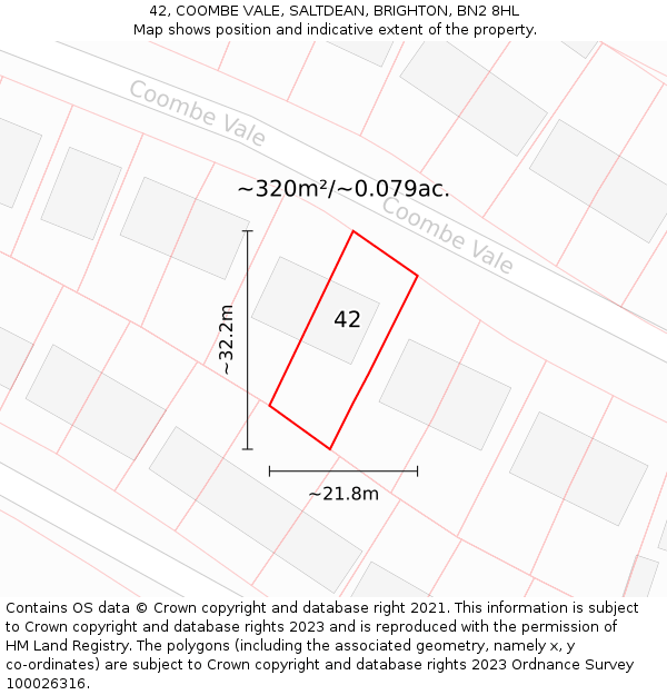 42, COOMBE VALE, SALTDEAN, BRIGHTON, BN2 8HL: Plot and title map