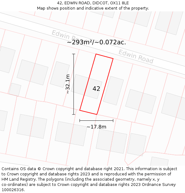 42, EDWIN ROAD, DIDCOT, OX11 8LE: Plot and title map