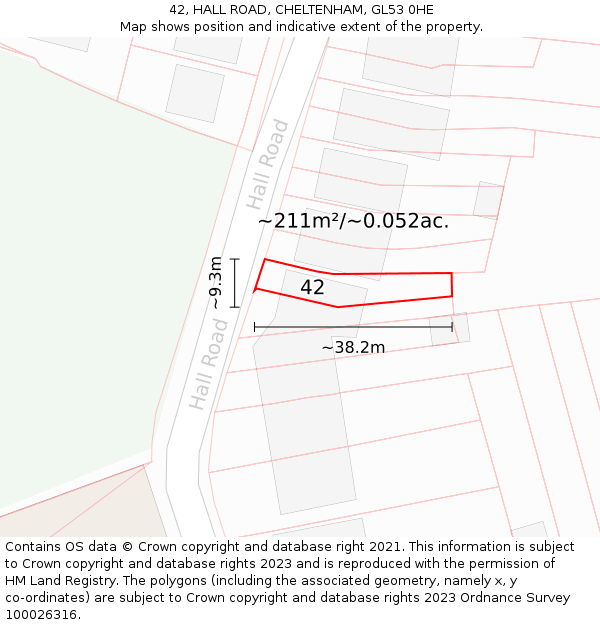 42, HALL ROAD, CHELTENHAM, GL53 0HE: Plot and title map