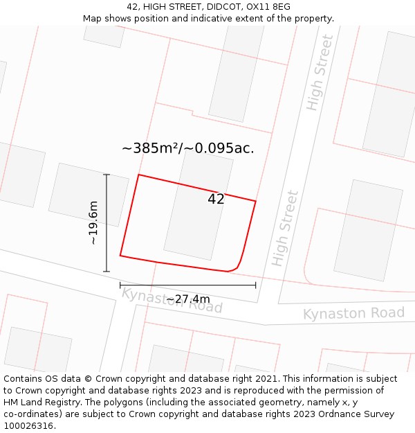 42, HIGH STREET, DIDCOT, OX11 8EG: Plot and title map