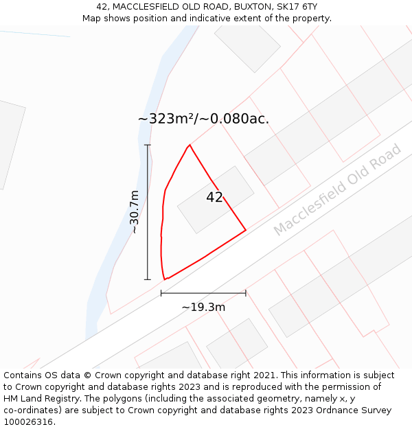 42, MACCLESFIELD OLD ROAD, BUXTON, SK17 6TY: Plot and title map