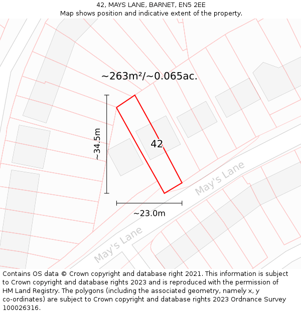 42, MAYS LANE, BARNET, EN5 2EE: Plot and title map