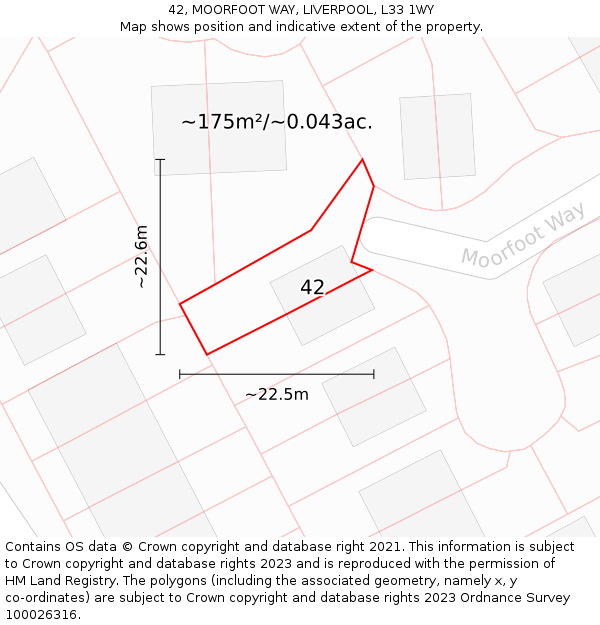 42, MOORFOOT WAY, LIVERPOOL, L33 1WY: Plot and title map