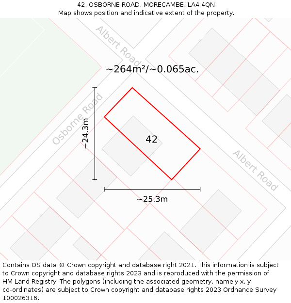 42, OSBORNE ROAD, MORECAMBE, LA4 4QN: Plot and title map