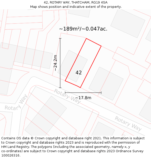 42, ROTARY WAY, THATCHAM, RG19 4SA: Plot and title map