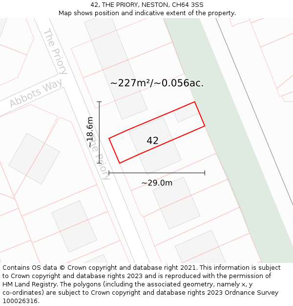 42, THE PRIORY, NESTON, CH64 3SS: Plot and title map
