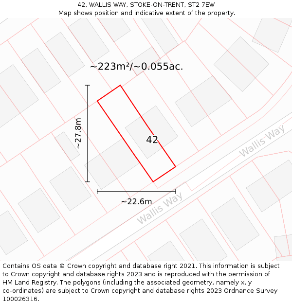 42, WALLIS WAY, STOKE-ON-TRENT, ST2 7EW: Plot and title map