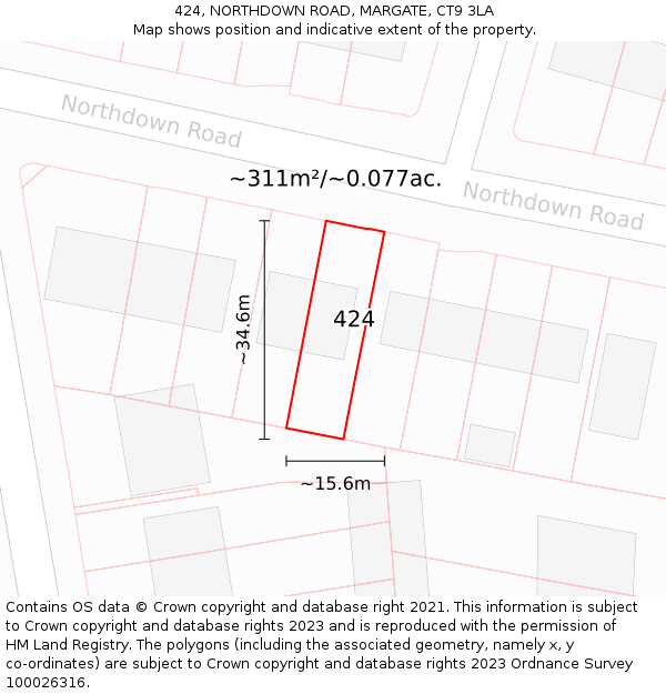 424, NORTHDOWN ROAD, MARGATE, CT9 3LA: Plot and title map