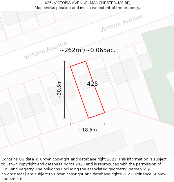 425, VICTORIA AVENUE, MANCHESTER, M9 8PJ: Plot and title map