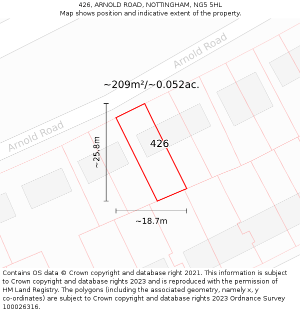 426, ARNOLD ROAD, NOTTINGHAM, NG5 5HL: Plot and title map