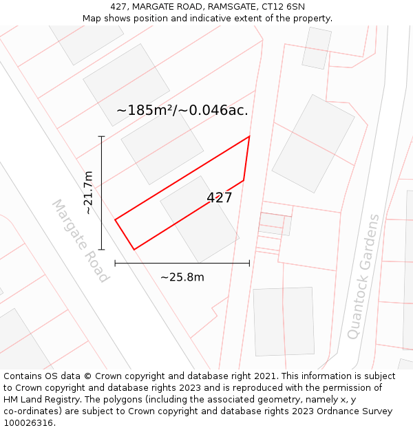 427, MARGATE ROAD, RAMSGATE, CT12 6SN: Plot and title map