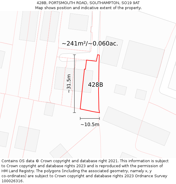 428B, PORTSMOUTH ROAD, SOUTHAMPTON, SO19 9AT: Plot and title map