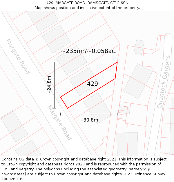 429, MARGATE ROAD, RAMSGATE, CT12 6SN: Plot and title map