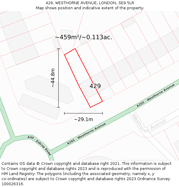 429, WESTHORNE AVENUE, LONDON, SE9 5LR: Plot and title map