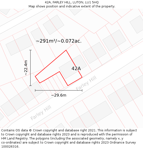 42A, FARLEY HILL, LUTON, LU1 5HQ: Plot and title map