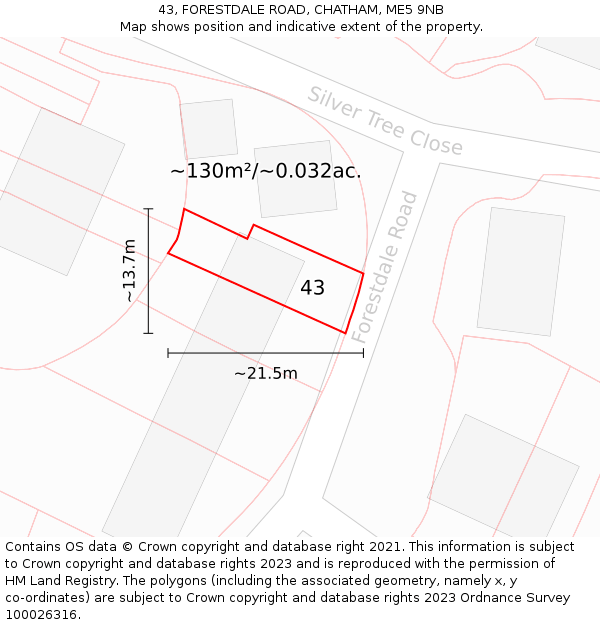 43, FORESTDALE ROAD, CHATHAM, ME5 9NB: Plot and title map