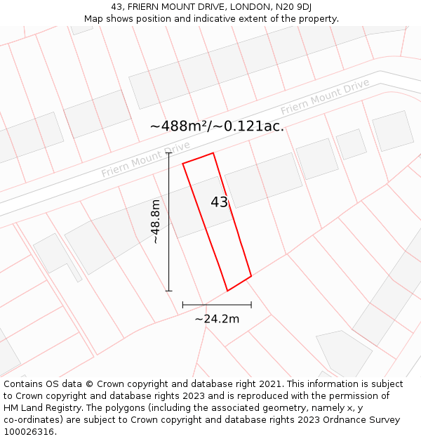 43, FRIERN MOUNT DRIVE, LONDON, N20 9DJ: Plot and title map