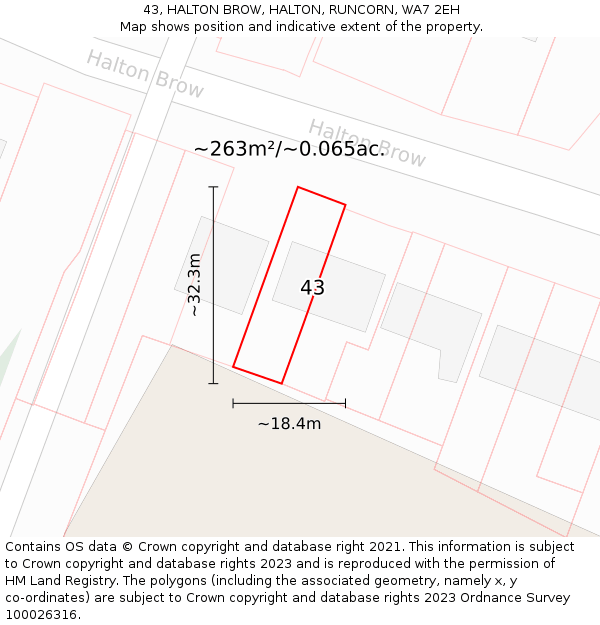 43, HALTON BROW, HALTON, RUNCORN, WA7 2EH: Plot and title map