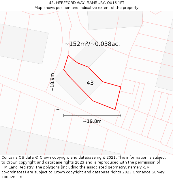 43, HEREFORD WAY, BANBURY, OX16 1FT: Plot and title map