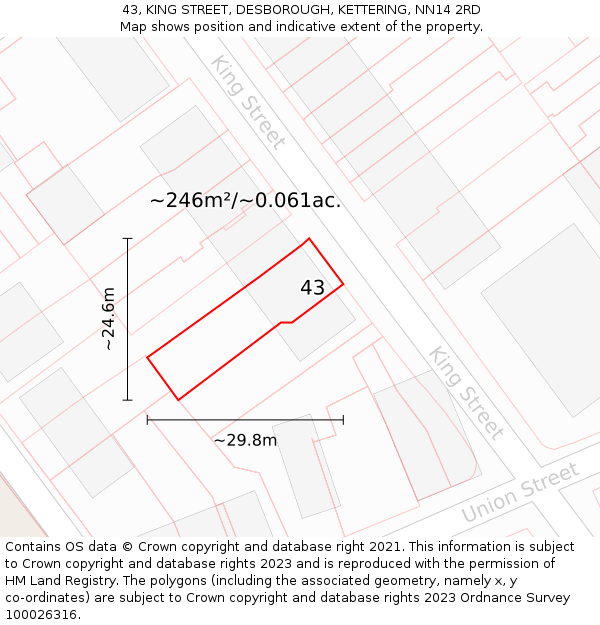 43, KING STREET, DESBOROUGH, KETTERING, NN14 2RD: Plot and title map