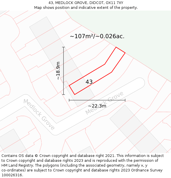 43, MEDLOCK GROVE, DIDCOT, OX11 7XY: Plot and title map