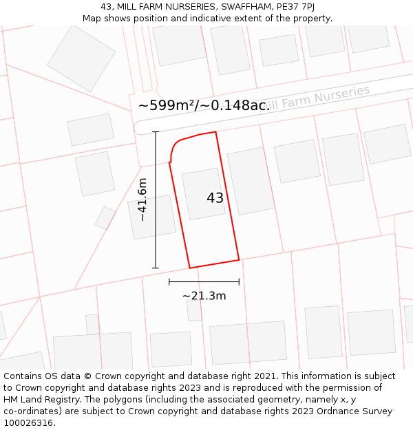 43, MILL FARM NURSERIES, SWAFFHAM, PE37 7PJ: Plot and title map