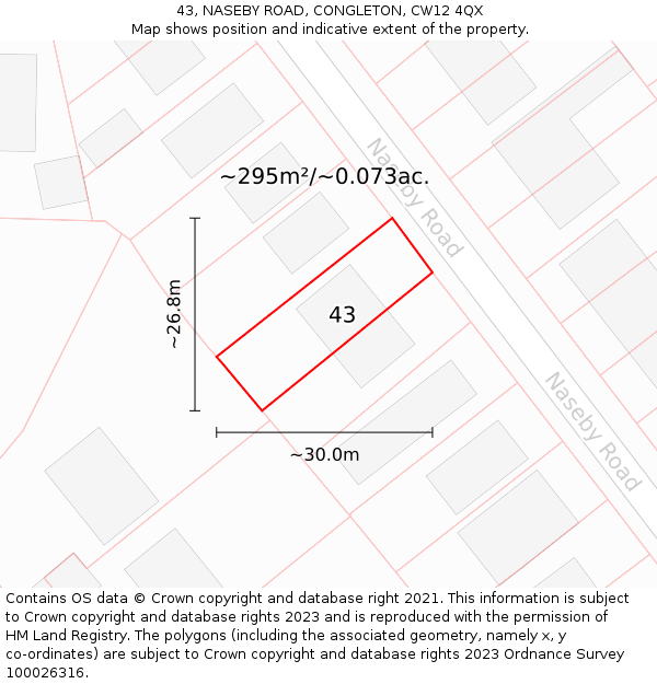 43, NASEBY ROAD, CONGLETON, CW12 4QX: Plot and title map