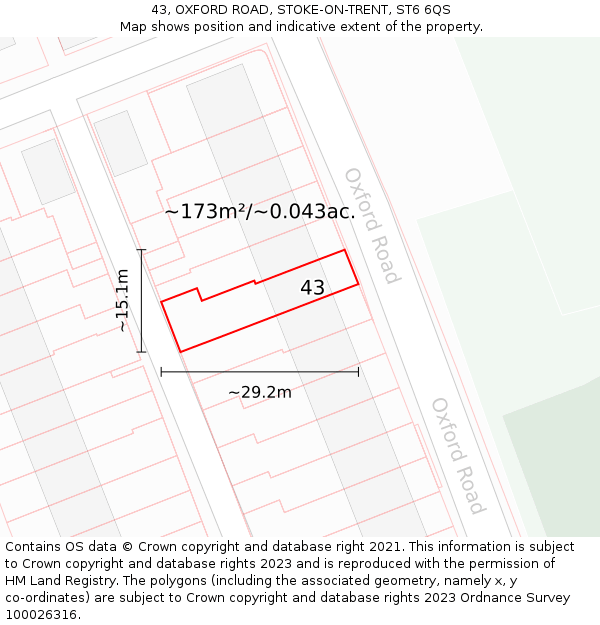 43, OXFORD ROAD, STOKE-ON-TRENT, ST6 6QS: Plot and title map