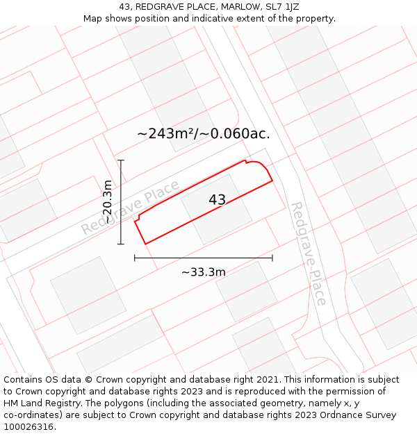 43, REDGRAVE PLACE, MARLOW, SL7 1JZ: Plot and title map