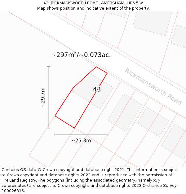 43, RICKMANSWORTH ROAD, AMERSHAM, HP6 5JW: Plot and title map