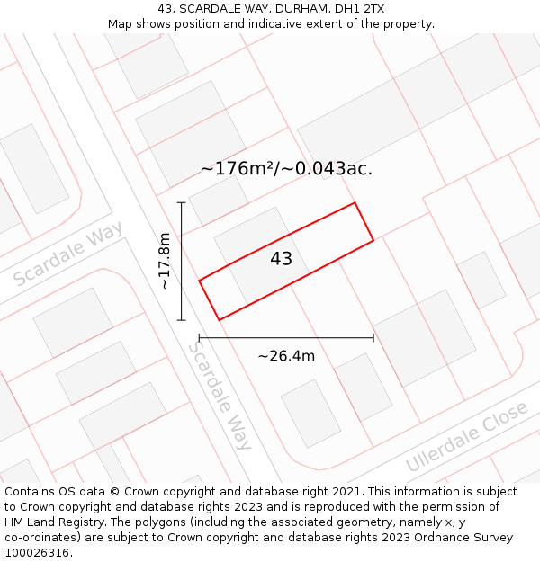 43, SCARDALE WAY, DURHAM, DH1 2TX: Plot and title map