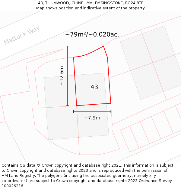 43, THUMWOOD, CHINEHAM, BASINGSTOKE, RG24 8TE: Plot and title map