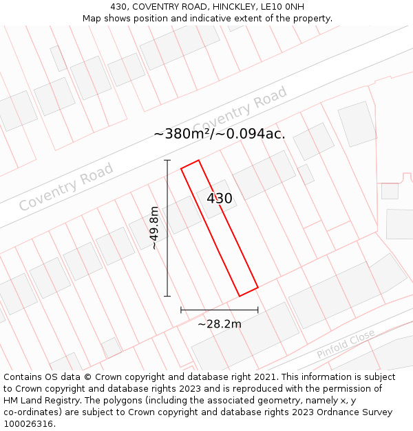 430, COVENTRY ROAD, HINCKLEY, LE10 0NH: Plot and title map