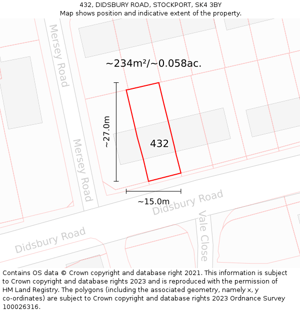 432, DIDSBURY ROAD, STOCKPORT, SK4 3BY: Plot and title map