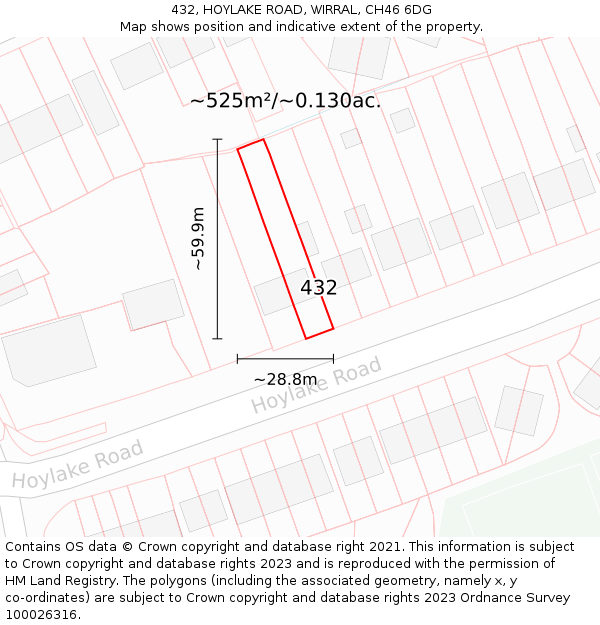 432, HOYLAKE ROAD, WIRRAL, CH46 6DG: Plot and title map