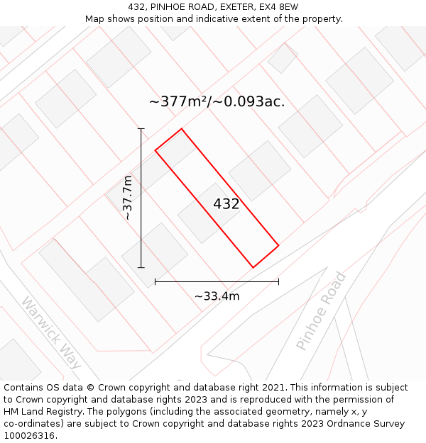 432, PINHOE ROAD, EXETER, EX4 8EW: Plot and title map