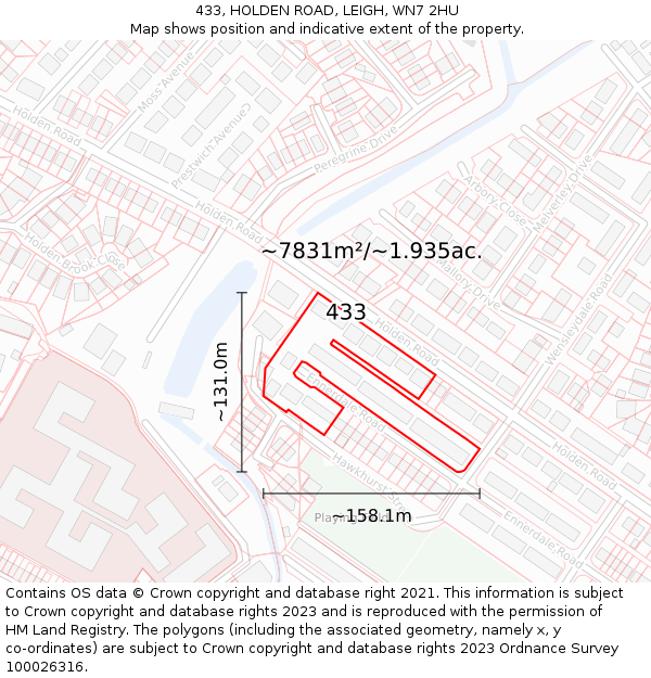 433, HOLDEN ROAD, LEIGH, WN7 2HU: Plot and title map