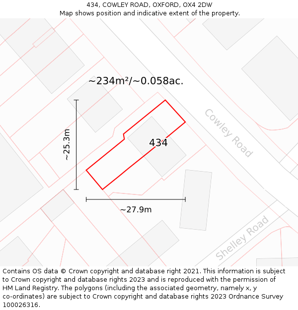 434, COWLEY ROAD, OXFORD, OX4 2DW: Plot and title map