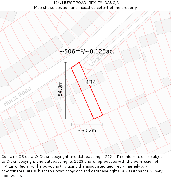 434, HURST ROAD, BEXLEY, DA5 3JR: Plot and title map