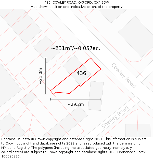 436, COWLEY ROAD, OXFORD, OX4 2DW: Plot and title map