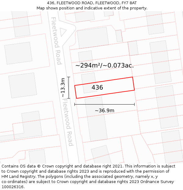 436, FLEETWOOD ROAD, FLEETWOOD, FY7 8AT: Plot and title map