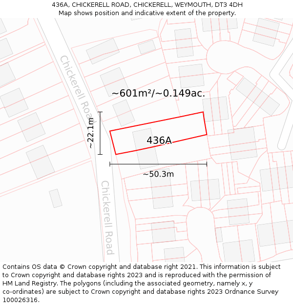 436A, CHICKERELL ROAD, CHICKERELL, WEYMOUTH, DT3 4DH: Plot and title map