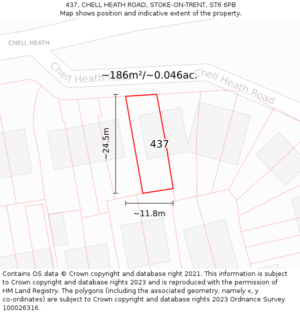 437, CHELL HEATH ROAD, STOKE-ON-TRENT, ST6 6PB: Plot and title map