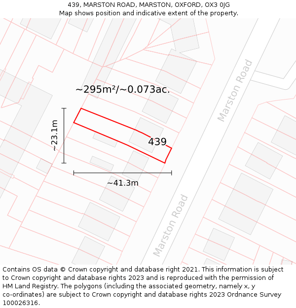 439, MARSTON ROAD, MARSTON, OXFORD, OX3 0JG: Plot and title map