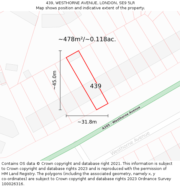 439, WESTHORNE AVENUE, LONDON, SE9 5LR: Plot and title map