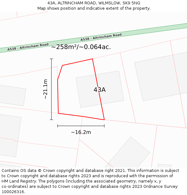 43A, ALTRINCHAM ROAD, WILMSLOW, SK9 5NG: Plot and title map