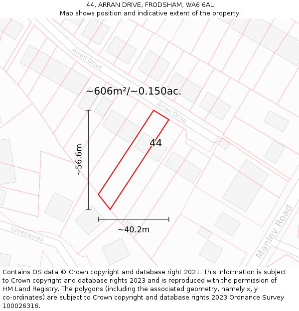 44, ARRAN DRIVE, FRODSHAM, WA6 6AL: Plot and title map