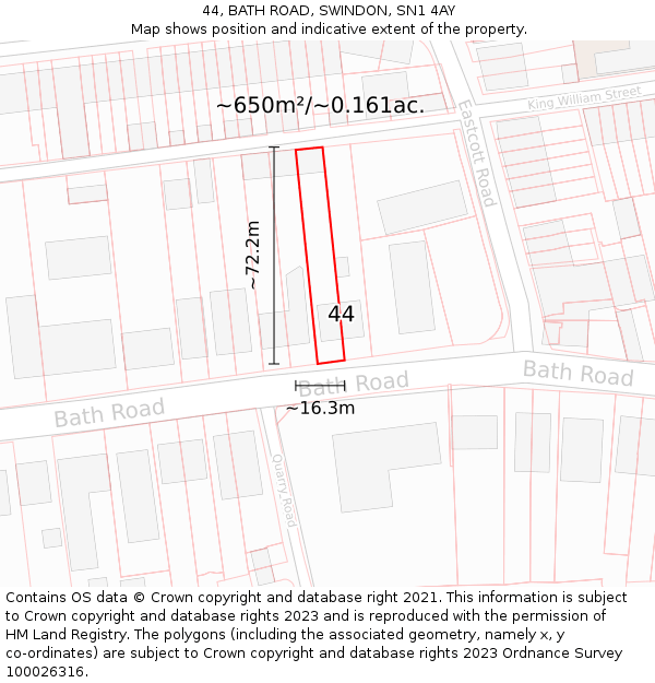 44, BATH ROAD, SWINDON, SN1 4AY: Plot and title map