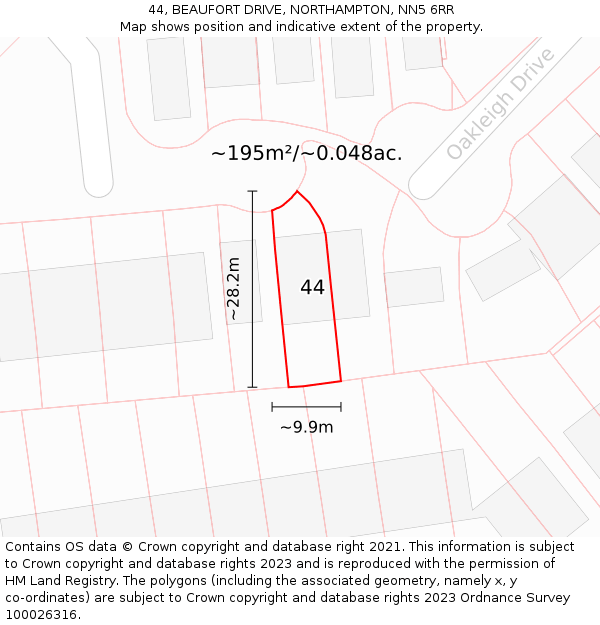 44, BEAUFORT DRIVE, NORTHAMPTON, NN5 6RR: Plot and title map