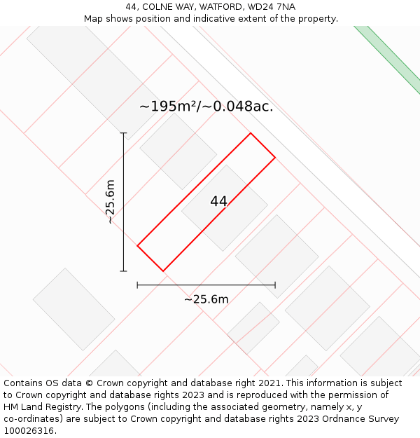 44, COLNE WAY, WATFORD, WD24 7NA: Plot and title map